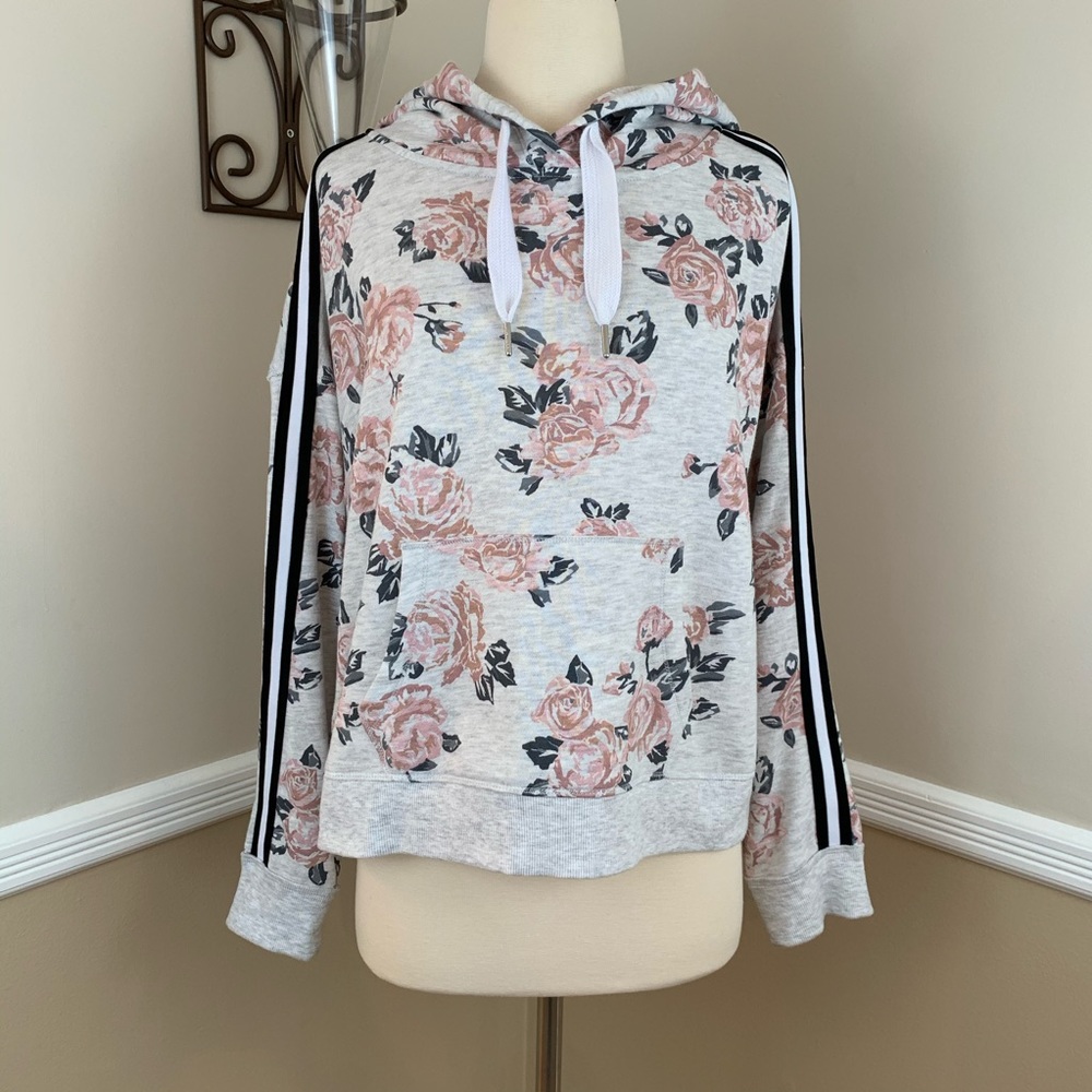 Calvin Klein Rose Spray Printed Cropped Hoodie